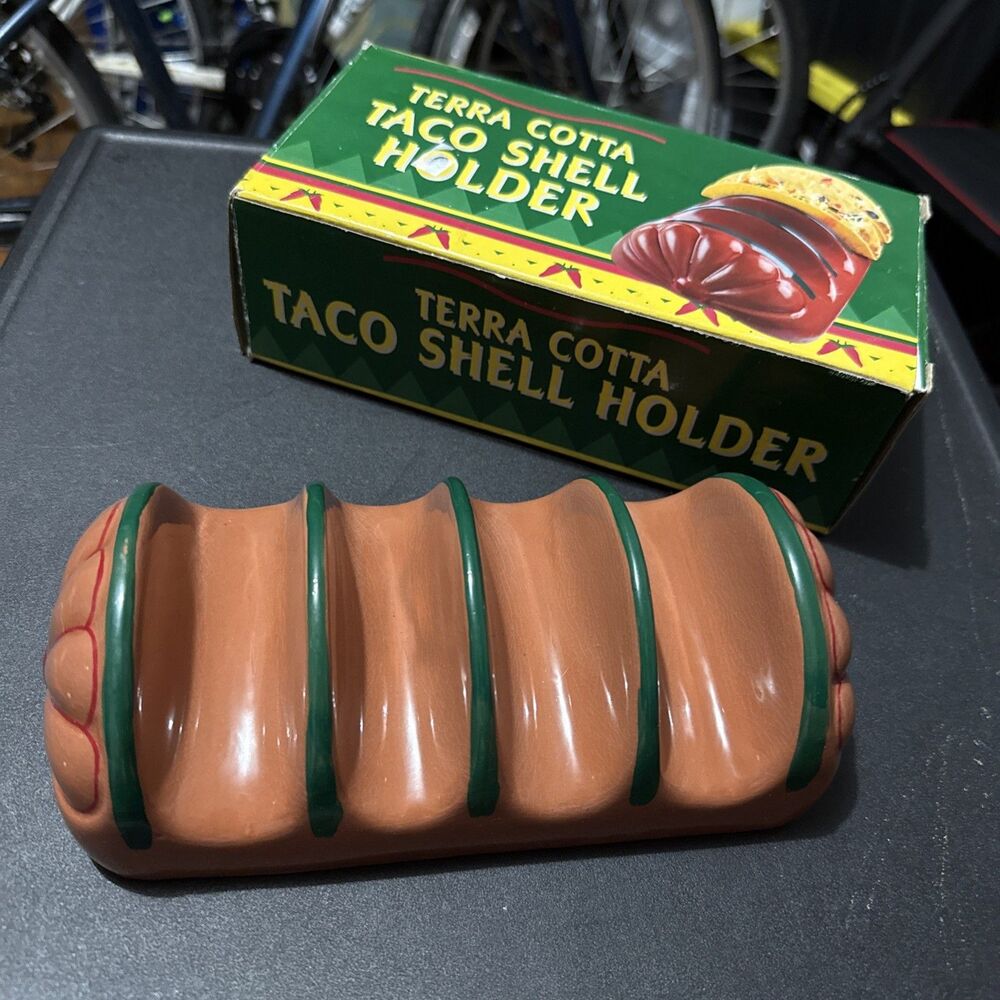 Terra Cotta Taco Shell Holder Holds 4 Vintage in Original Box
